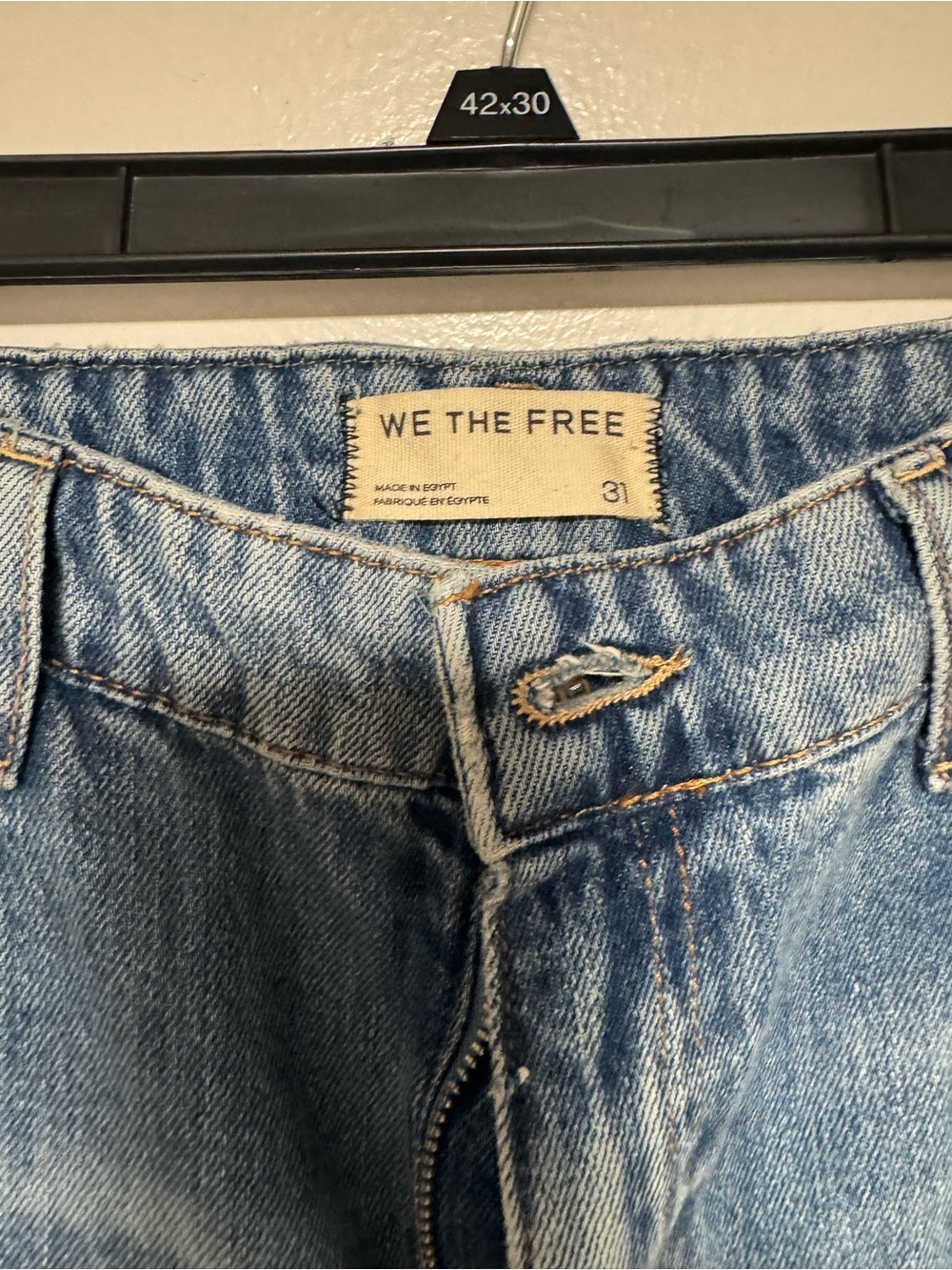 We the free Live Wire Pants. Wide-Leg High-Rise Blue Jeans - Picture 9 of 12